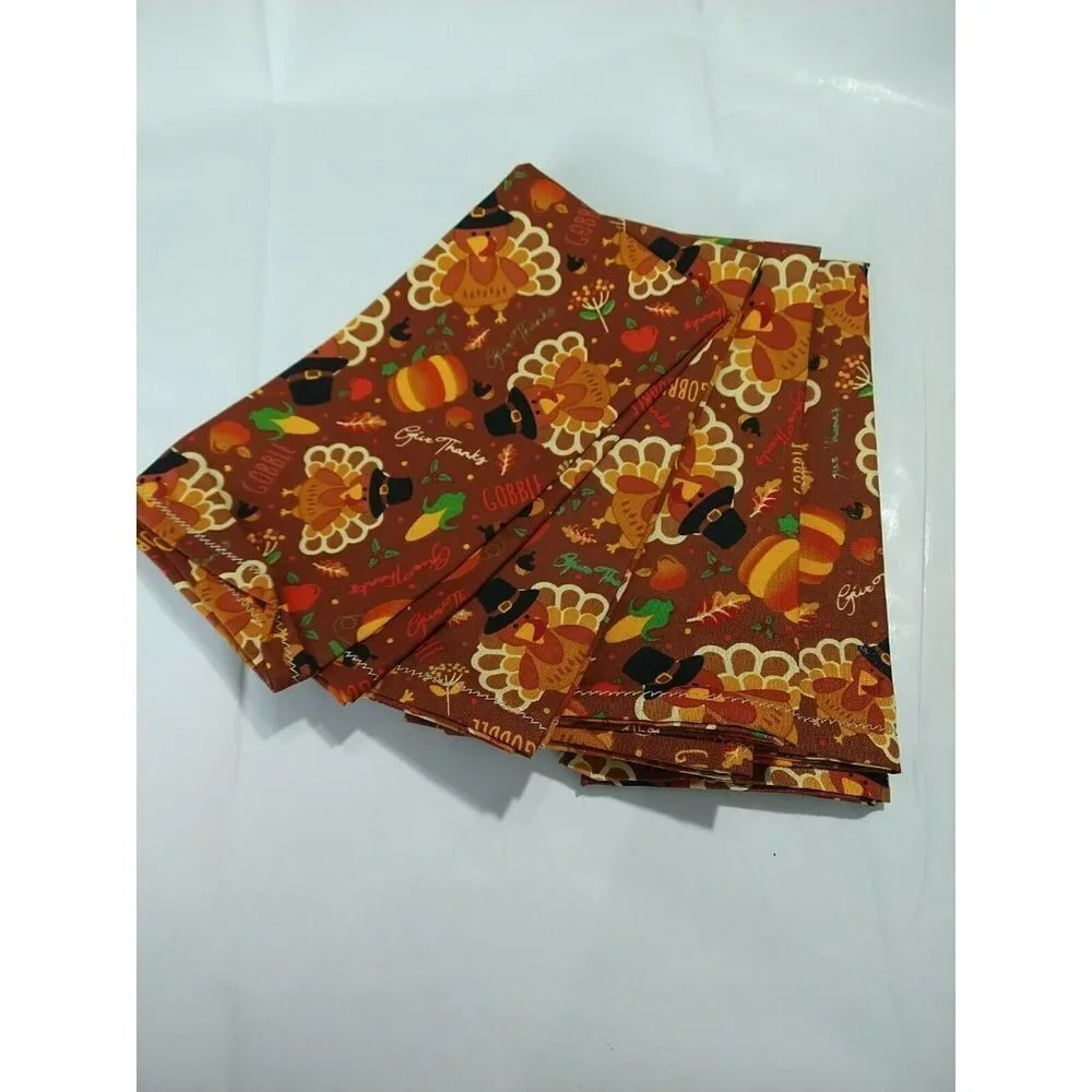 Cotton Reusable Turkey Gooble Google Napkins 16